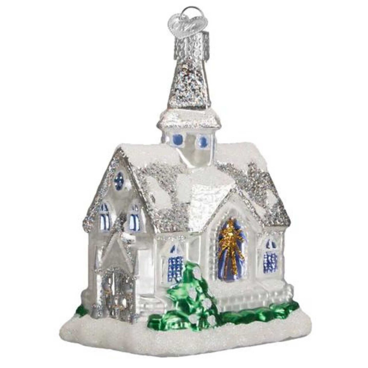 Old World Christmas 4.25 In Sparkling Cathedral Christmas Tree Ornament , Glass Ornament Church